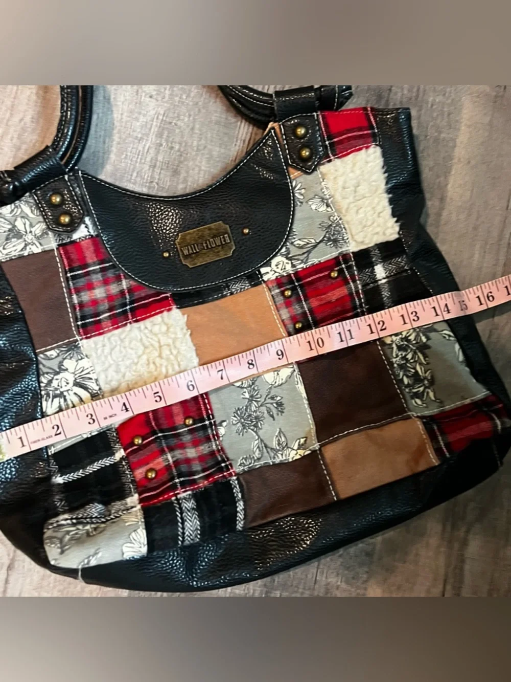 Patchwork Faux Leather Bag in Black and Red by WALL FLOWER WALLFLOWER